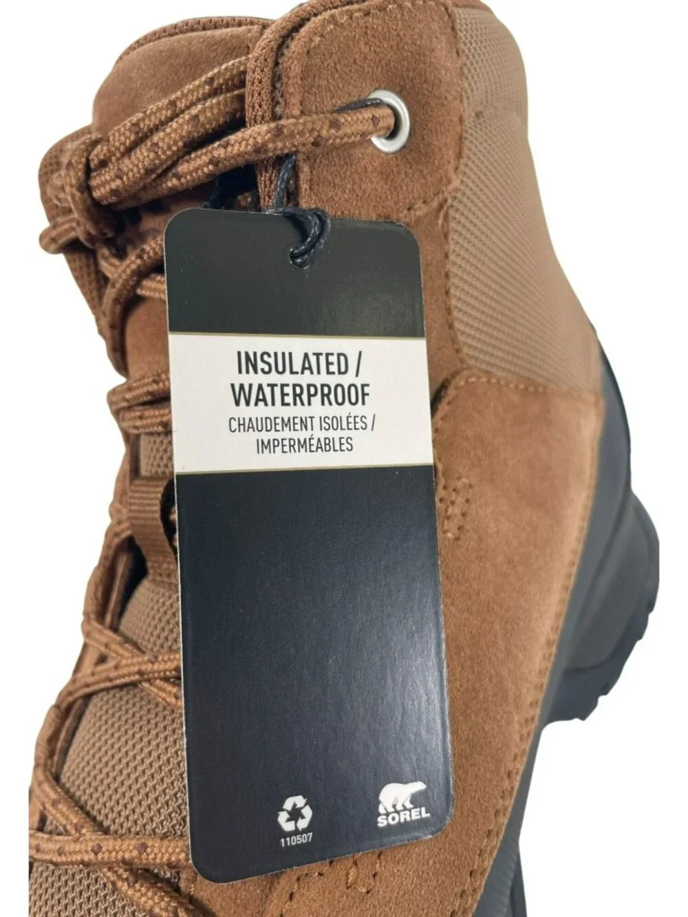 Sorel Buxton Lite Lace Waterproof Insulated Boots Elk & Black Men's Sz 11.5 NEW